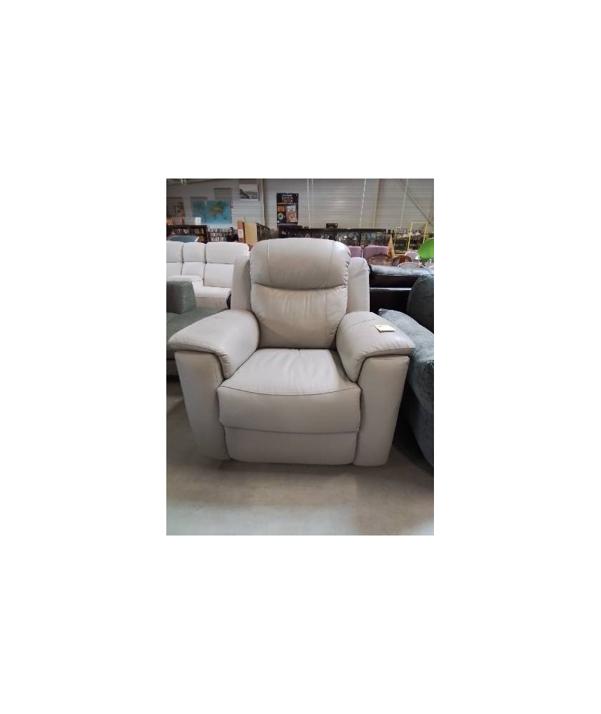 FAUTEUIL RELAX EVASION CUIR GRIS CLAIR