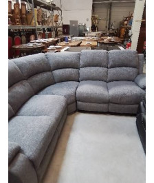 CANAPÉ D’ANGLE RELAX TISSU GRIS CLAIR RIETI