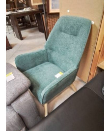 FAUTEUIL TISSU BLEU CANARD PIEDS BOIS CLAIR OSIMO