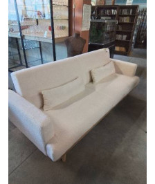 CANAPÉ CONVERTIBLE TISSU BOUCLETTE BLANC ESME