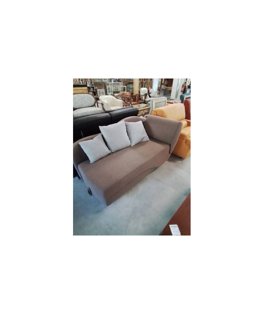 MÉRIDIENNE GAUCHE AVEC COFFRE TISSU MARRON PENELOPE