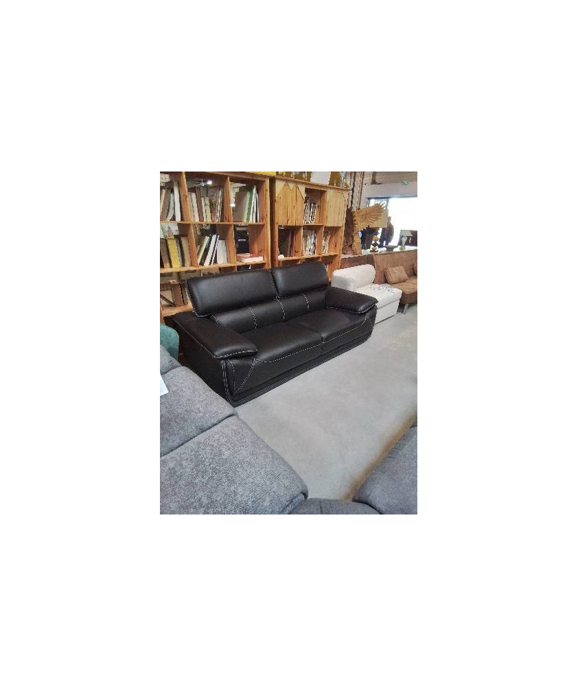 CANAPÉ 3 PLACES CUIR NOIR MACELO