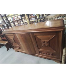 ENFILADE BOIS CLAIR SCULPTÉ 3 PORTES ANNÉES 40