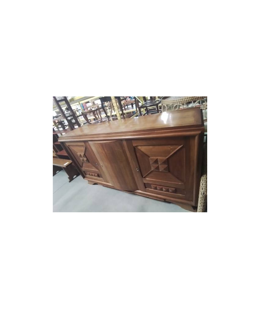 ENFILADE BOIS CLAIR SCULPTÉ 3 PORTES ANNÉES 40