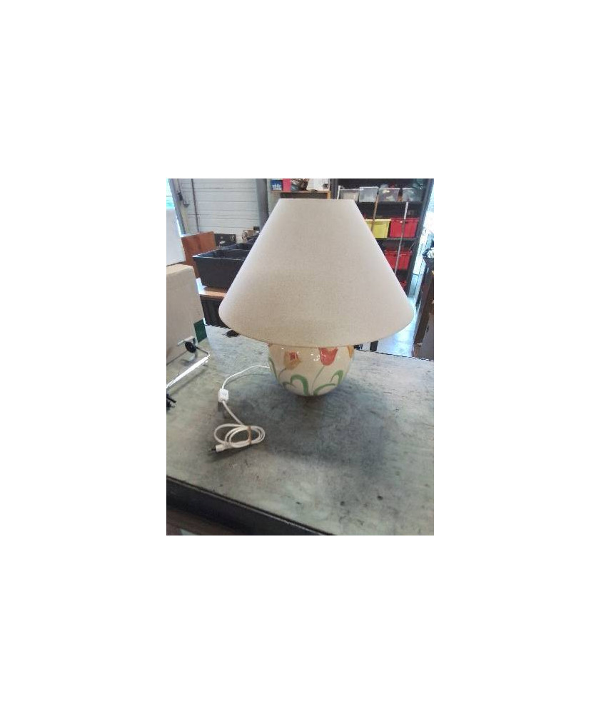 LAMPE CÉRAMIQUE AUX TULIPES AJ ECRU