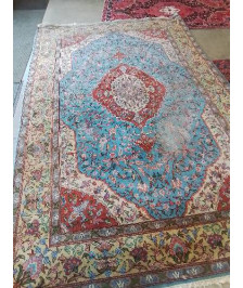 TAPJS LAINE FAIT MAIN BLEU ROUGE OCRE EN L\'ÉTAT 310X200XM