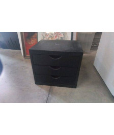 CAISSON BOIS 3 TIROIRS NOIRS