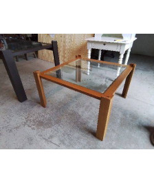 GRANDE TABLE DE SALON CHENE PLATEAU VERRE