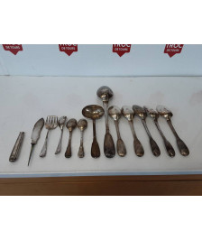 ENSEMBLE COUVERT ARGENT MASSIF 18 EME ET MINERVE 906 GRAMMES