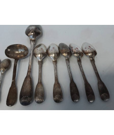 ENSEMBLE COUVERT ARGENT MASSIF 18 EME ET MINERVE 906 GRAMMES