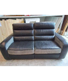 CANAPÉ 2/3 PLACES CUIR NOIR RELAX
