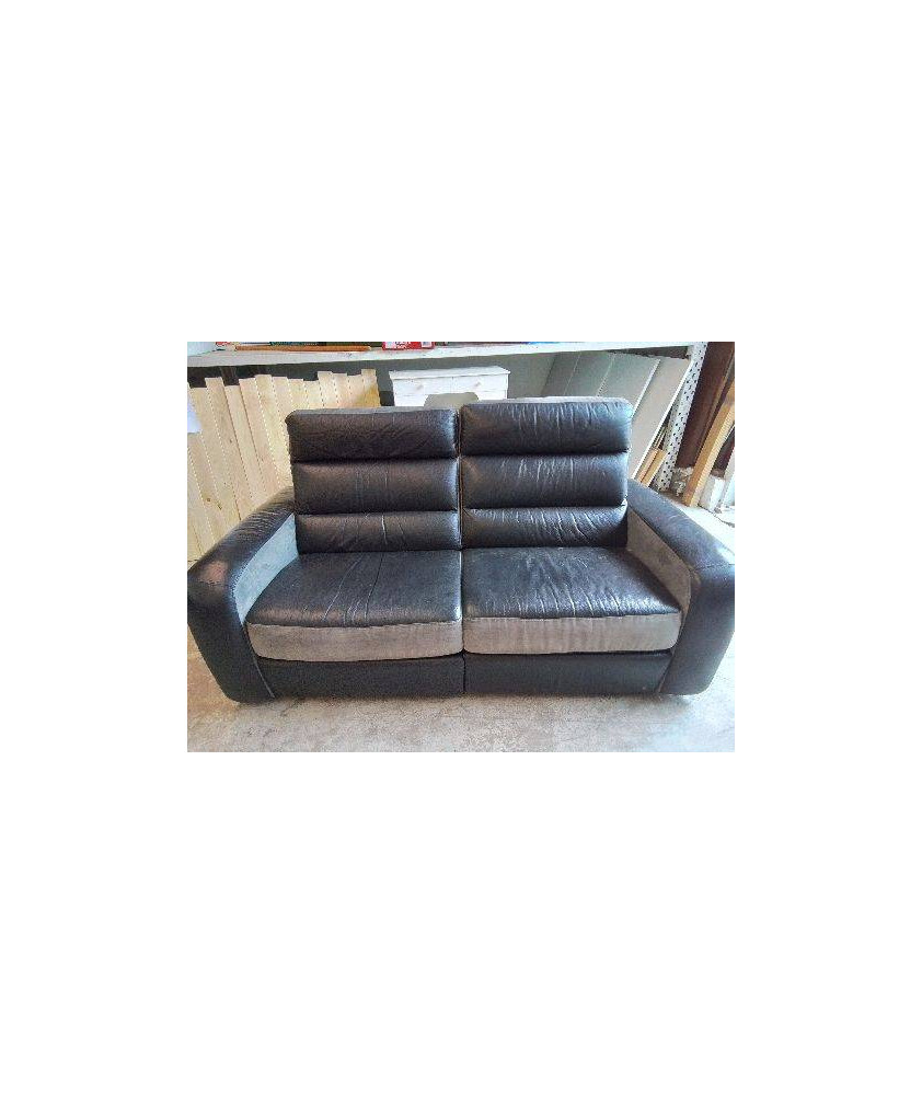 CANAPÉ 2/3 PLACES CUIR NOIR RELAX