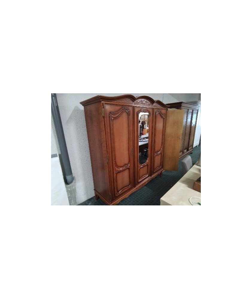 ARMOIRE PENDERIE 3 PORTES DE STYLE REGENCE EN MERISIER