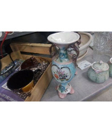 VASE PORCELAINE BLEU ROSE