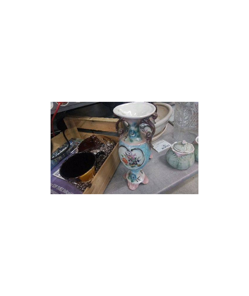 VASE PORCELAINE BLEU ROSE