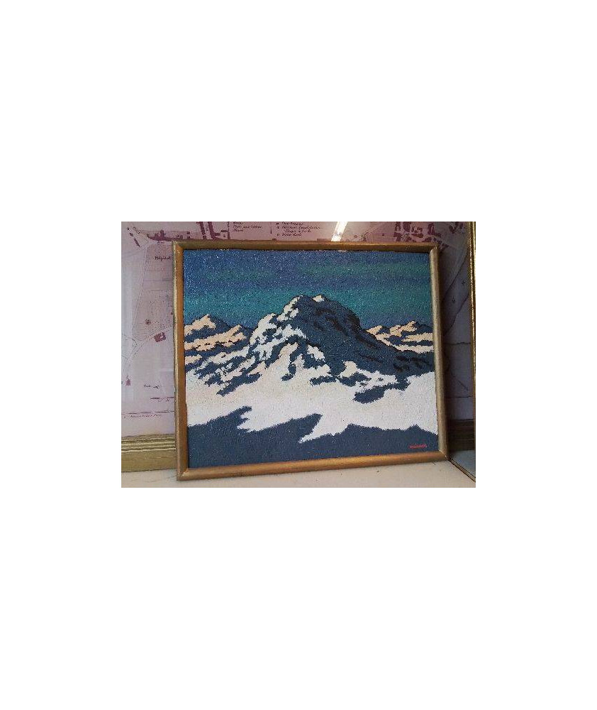 PEINTURE SUR BOIS ’ LA MONTAGNE ENNEIGÉ’