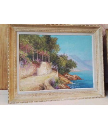 PEINTURE D’UN PAYSAGE ENTRE MONTAGNE ET MER