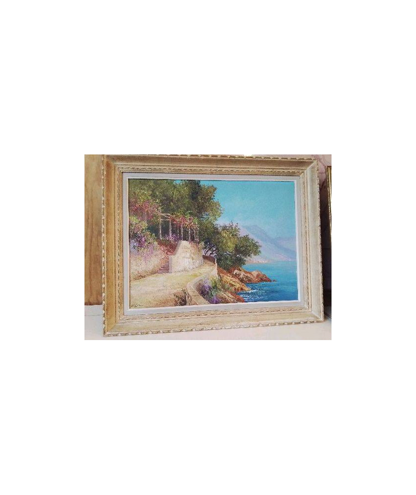 PEINTURE D’UN PAYSAGE ENTRE MONTAGNE ET MER