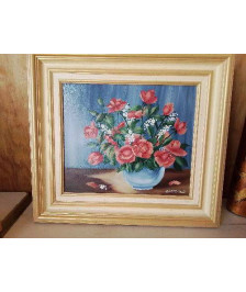 PEINTURE SUR BOIS ’LE BOUQUET DE ROSE’