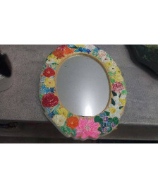 MIROIR OVALE FLEURS 