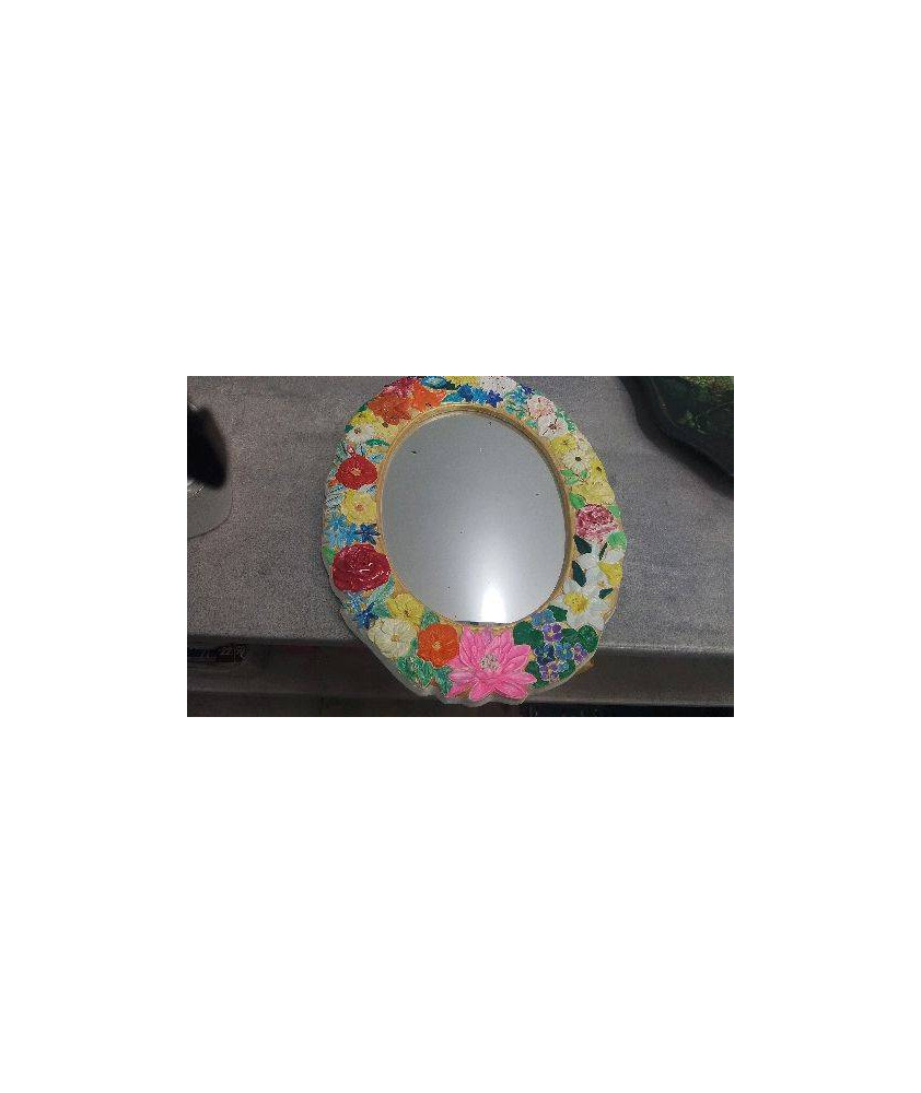MIROIR OVALE FLEURS 