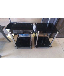 ETAGERE 2 NIVEAUX VERRE NOIR 