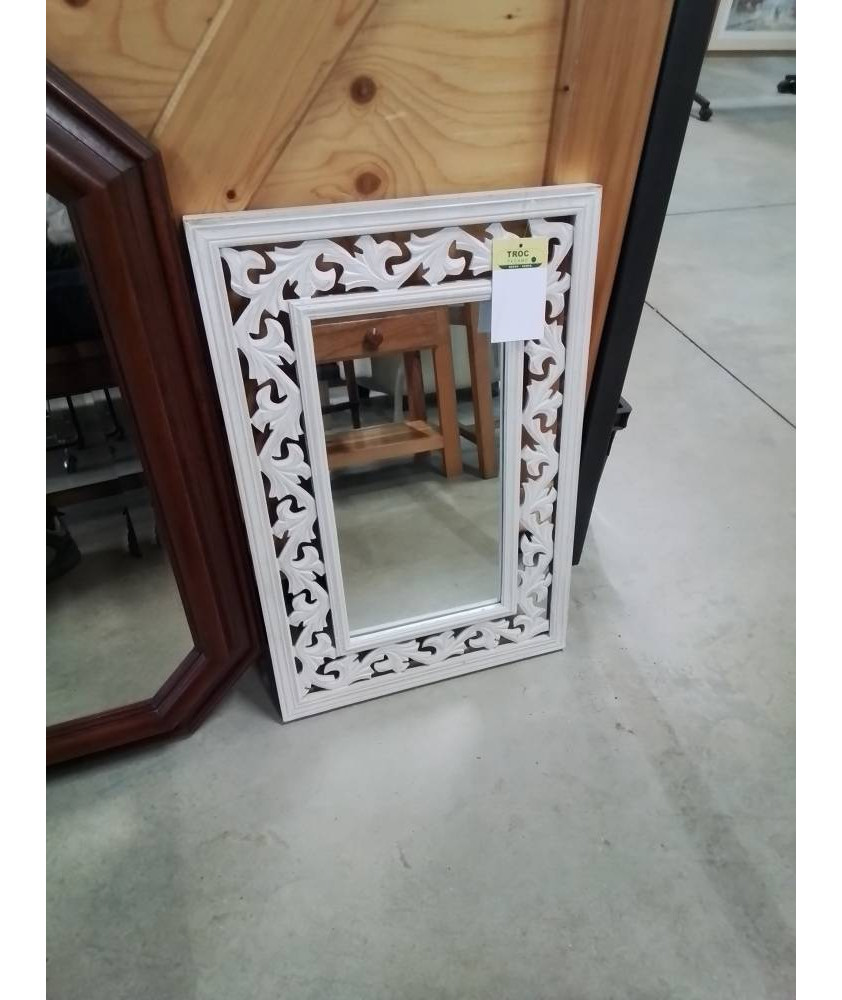 MIROIR RECTANGULAIRE BOIS ECRU AJOURÉ 