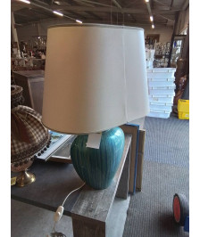 LAMPE BALUSTRE CÉRAMIQUE BLEU AJ ECRU 