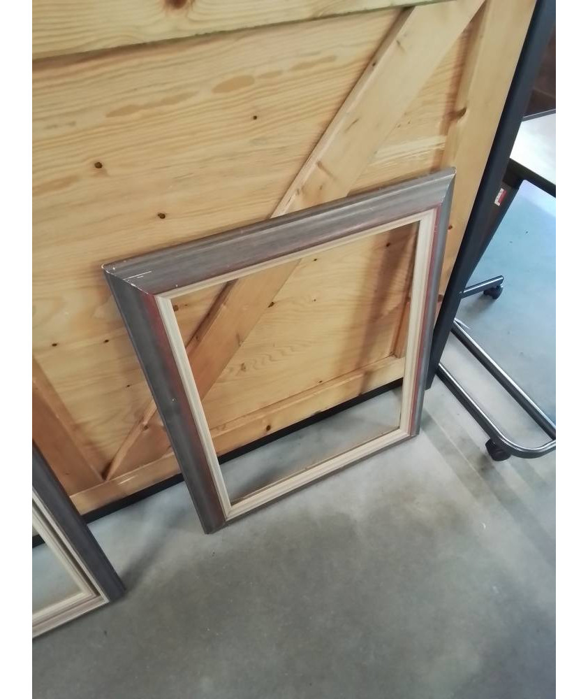 ENCADREMENT BOIS TAUPE ET ÉCRU 48,5X60CM