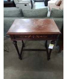 BUREAU A COLONNE ET ENTRETOISE BOIS DE ROSE MARQUETÉ STYLE LOUIS XVI