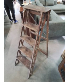 ESCABEAU DE BIBLIOTHÈQUE BOIS 5 MARCHES DÉBUT XXE