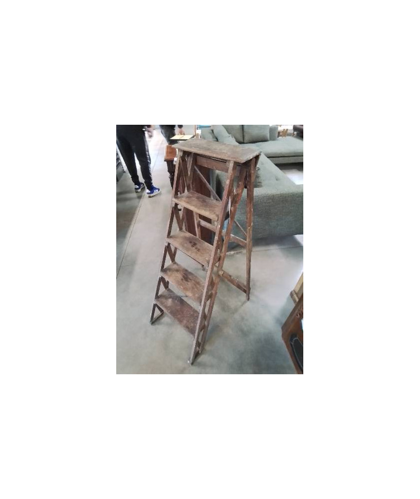 ESCABEAU DE BIBLIOTHÈQUE BOIS 5 MARCHES DÉBUT XXE