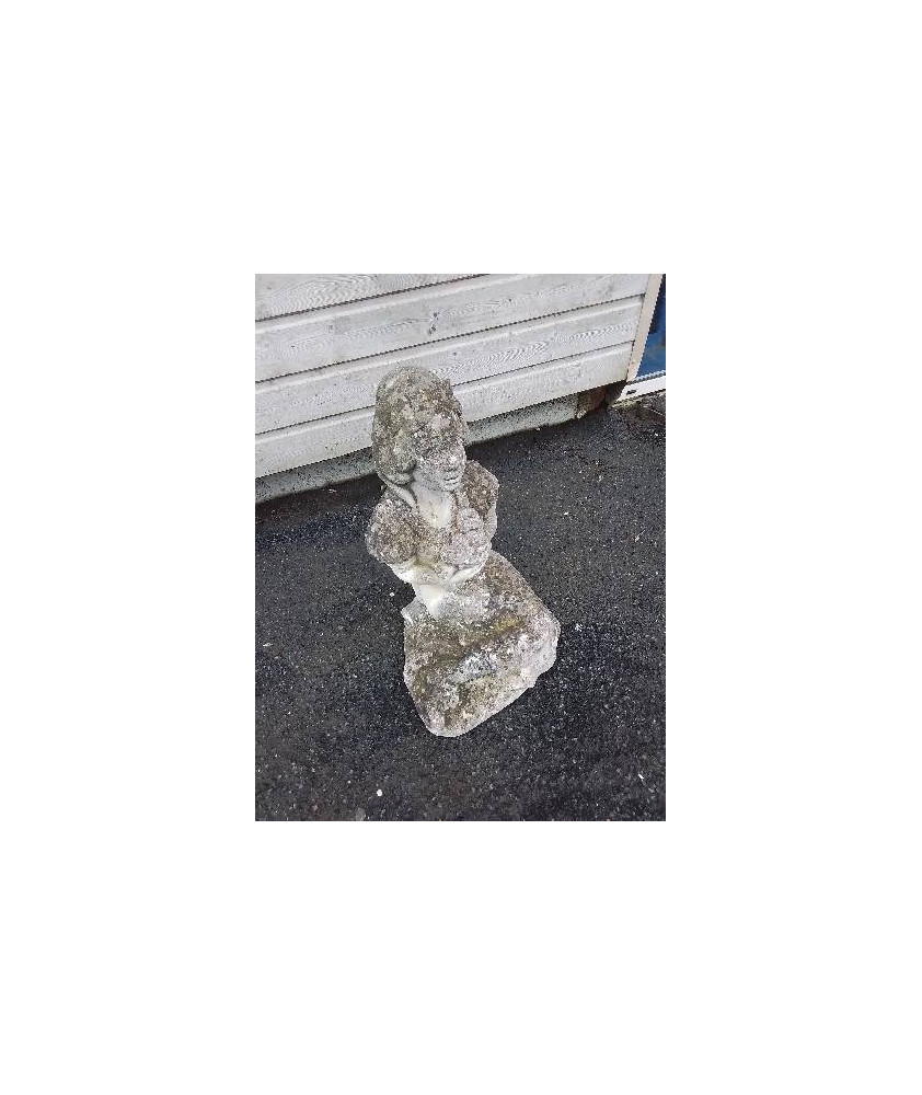 STATUE DE JARDIN BLANCHE NEIGE PIERRE RECONSTITUÉE 