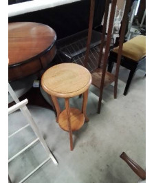 SELLETTE RONDE TRIPODE BOIS CLAIR 2 NIVEAUX 