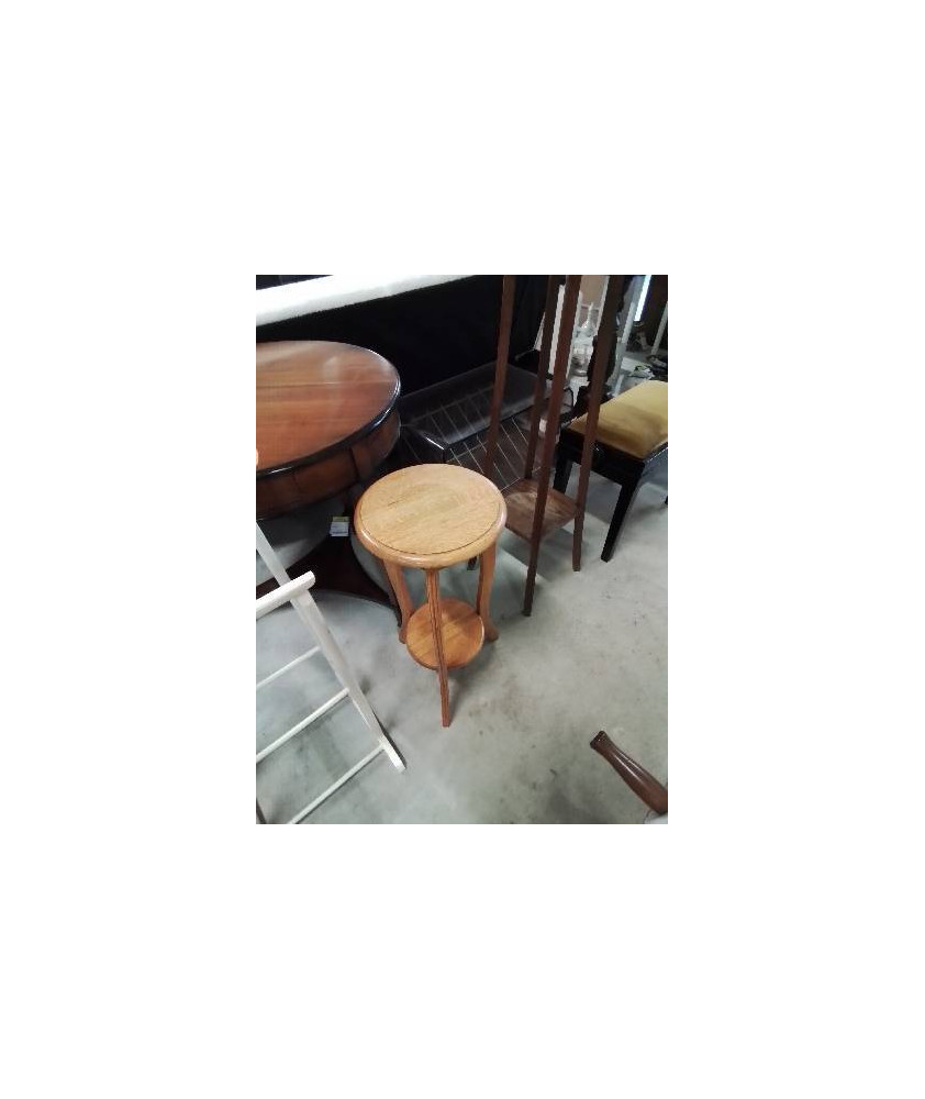 SELLETTE RONDE TRIPODE BOIS CLAIR 2 NIVEAUX 