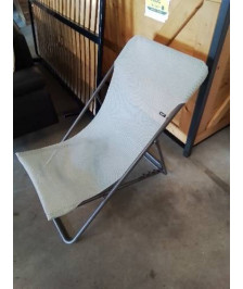 CHILIENNE PLIANTE MÉTAL GRIS ET TOILE BLEU LAFUMA