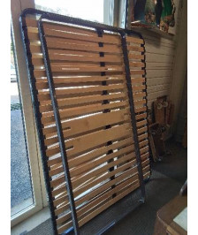 SOMMIER CADRE MÉTAL GRIS A LATTES 90X190CM