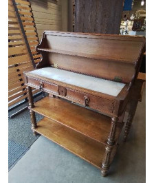 DESSERTE A COLONNES ET ABATTANT 2 TIROIRS DESSUS MARBRE BLANC NAPOLÉON III  