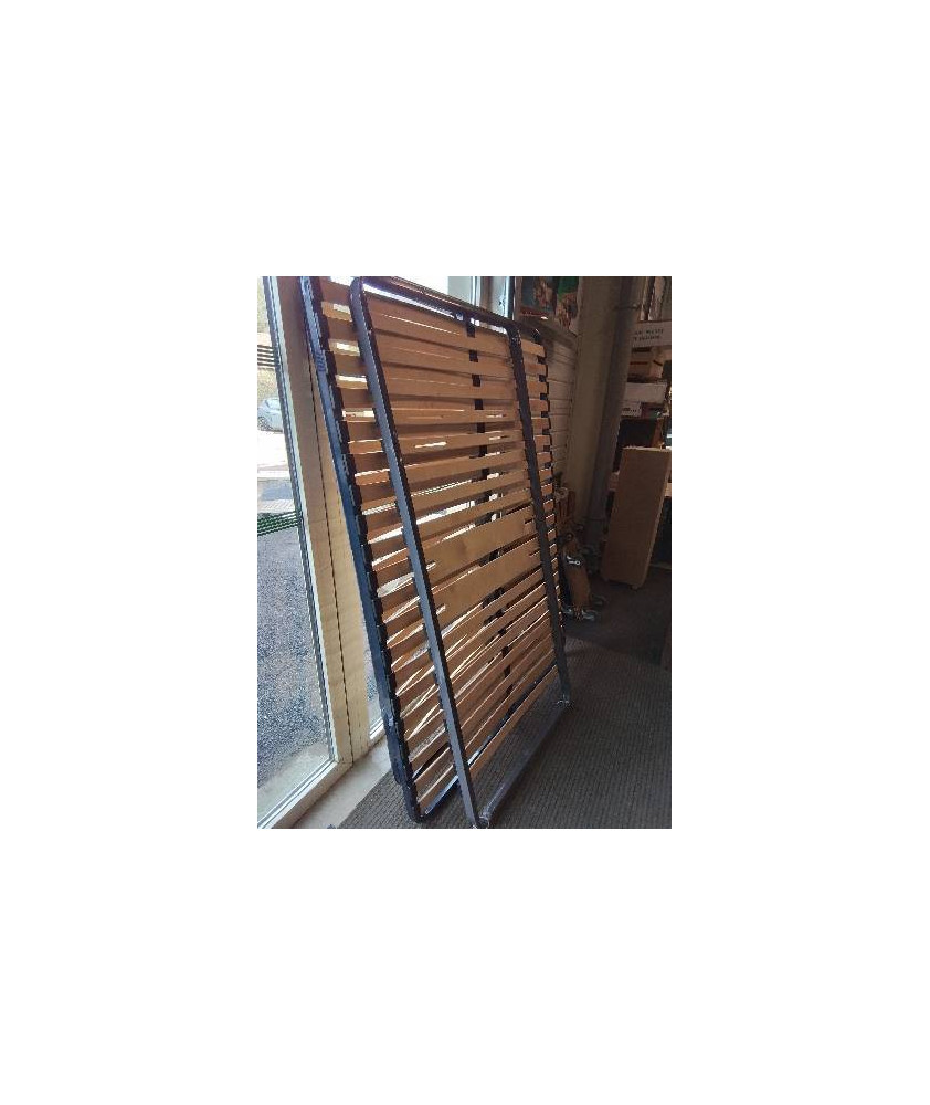 SOMMIER CADRE MÉTAL BLEU A LATTES 90X190CM