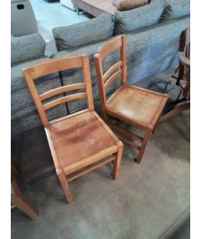 PAIRE DE CHAISES D’ADMINISTRATION BOIS CLAIR DOSSIER 2 BARREAUX ANNÉES 50
