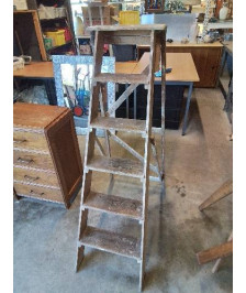 ESCABEAU DE LIBRAIRE BOIS 6 MARCHES DÉBUT XXE