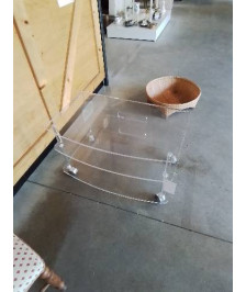 MEUBLE TV HI-FI A ROULETTES PLEXIGLAS MARAIS INTERNATIONAL 