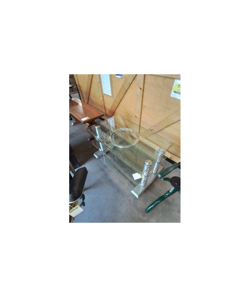 TABLE BASSE RECTANGULAIRE 3 PLATEAUX VERRE DESSUS PIVOTANT SPECTRAL 