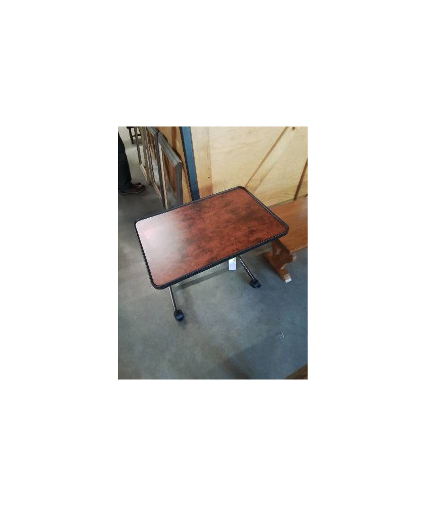 TABLE DE LIT RÉGLABLE MÉTAL NOIR ET BOIS MARRON 