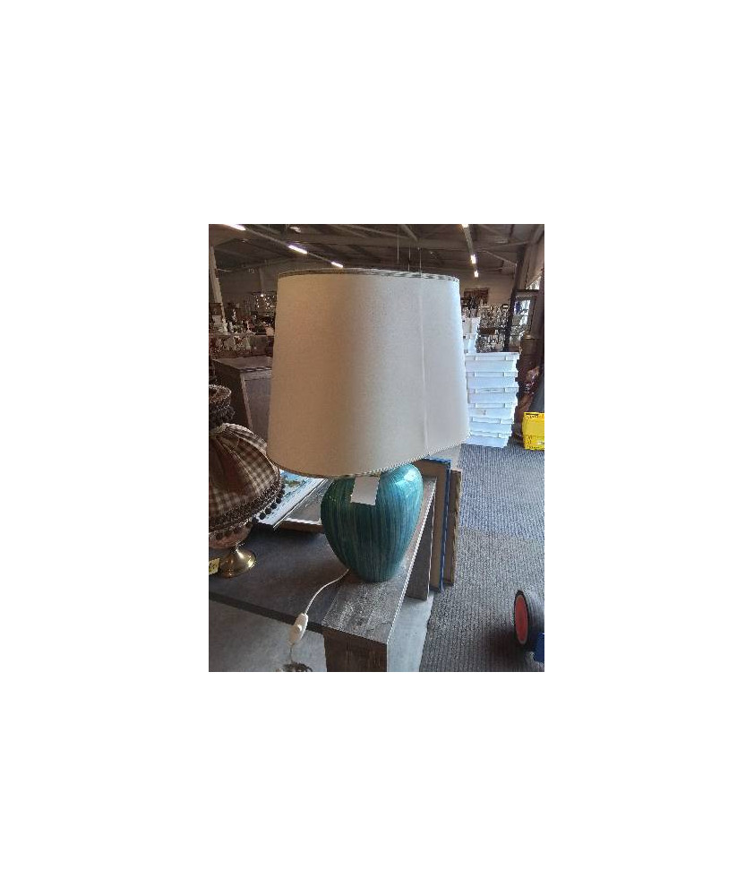 LAMPE BALUSTRE CÉRAMIQUE BLEU AJ ECRU 