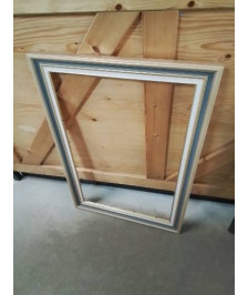 ENCADREMENT BOIS DORÉ BLEU 76X50CM