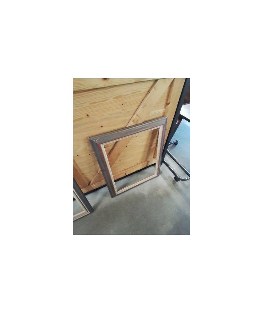 ENCADREMENT BOIS TAUPE ET ÉCRU 48,5X60CM