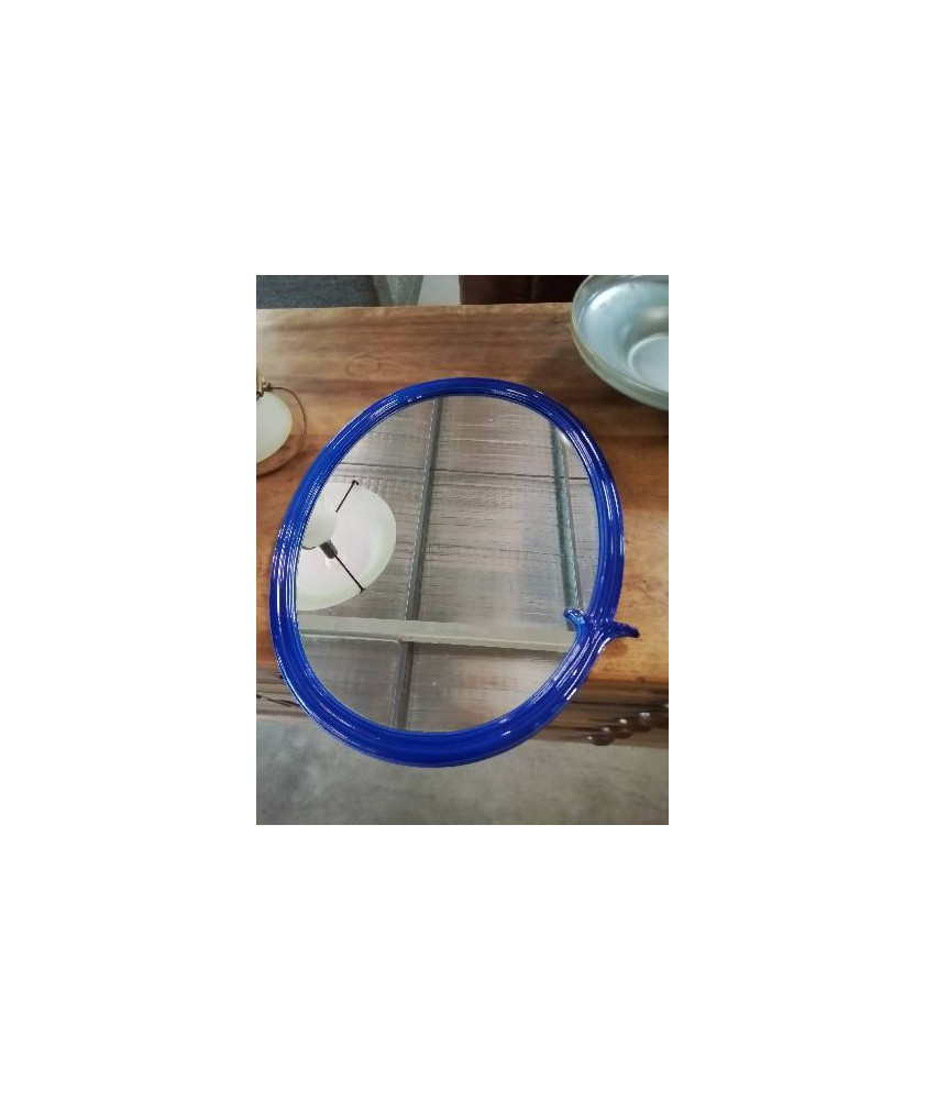 MIROIR OVALE MÉTAL BLEU