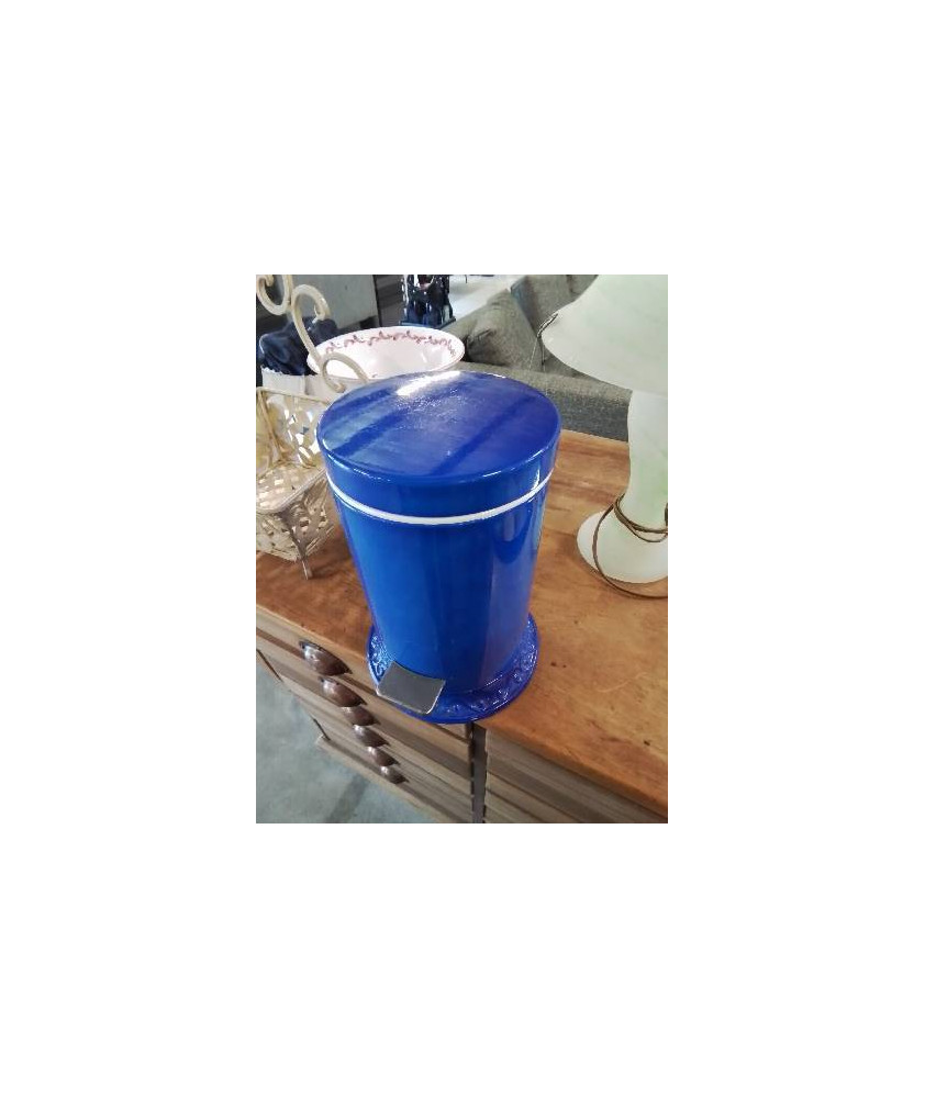 POUBELLE DE SALLE DE BAIN A PÉDALE MÉTAL BLEU