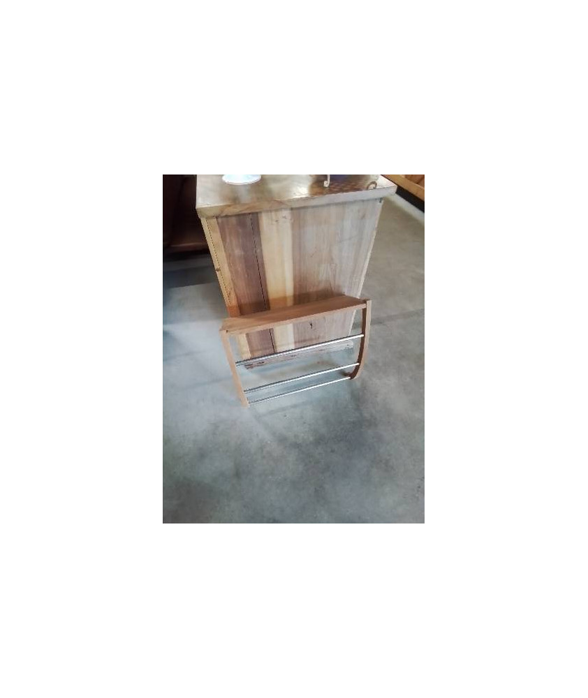 SÈCHE SERVIETTE MURAL MÉTAL CHROMÉ ET BOIS 